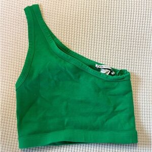 Green ZARA asymmetrical tank top